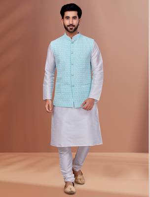 Designer Function Wear Kurta Pyjama With Jacket Set 1