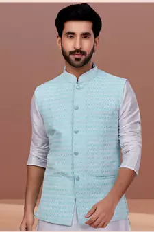 Designer Function Wear Kurta Pyjama With Jacket Set