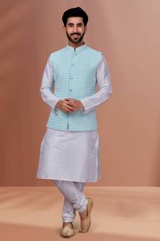 Designer Function Wear Kurta Pyjama With Jacket Set