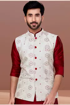 Designer Function Wear Kurta Pyjama With Jacket Set