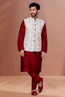 Designer Function Wear Kurta Pyjama With Jacket Set