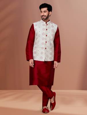 Designer Function Wear Kurta Pyjama With Jacket Set 1