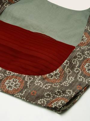 Ethnovog Ready To Wear Grey Digital Print Art Silk Lehenga Set 4
