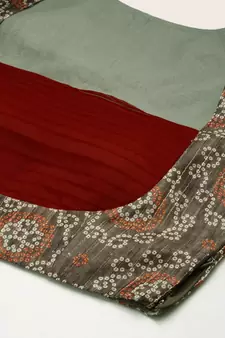 Ethnovog Ready To Wear Grey Digital Print Art Silk Lehenga Set
