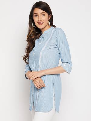Blue printed viscose rayon tunics 3