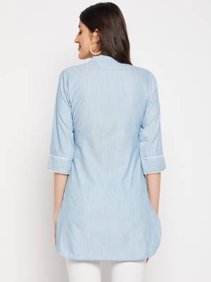 Blue printed viscose rayon tunics 4