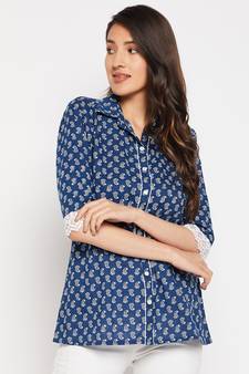 Blue printed cotton tunics