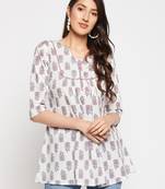 White printed cotton tunics
