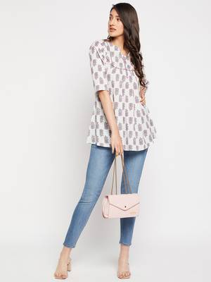 White printed cotton tunics 2