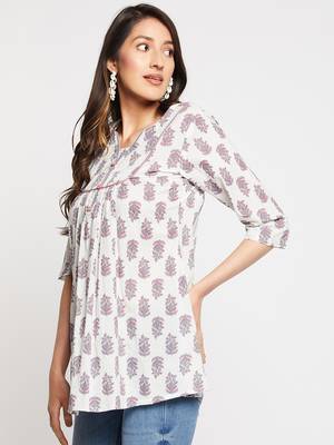White printed cotton tunics 3