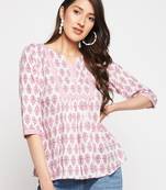 White printed cotton tunics