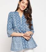 Indigo printed cotton tunics