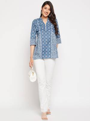 Indigo printed cotton tunics 2
