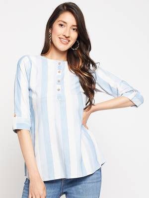 Blue printed cotton tunics 1