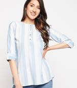 Blue printed cotton tunics