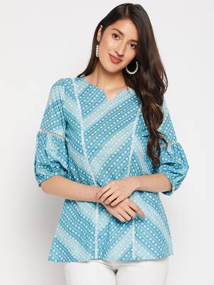 Blue printed cotton tunics 1