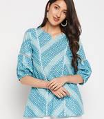 Blue printed cotton tunics