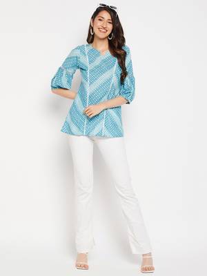 Blue printed cotton tunics 2