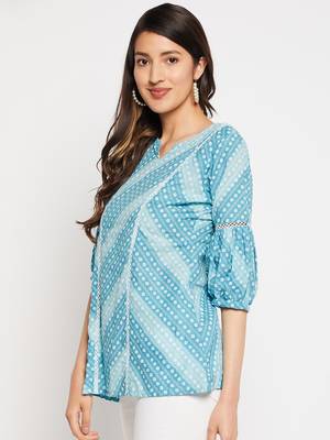 Blue printed cotton tunics 3