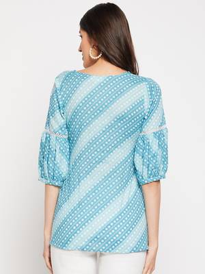 Blue printed cotton tunics 4