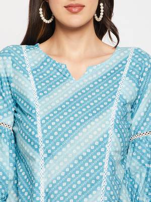 Blue printed cotton tunics 5