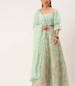 Ethnovog Ready To Wear Multicolored Organza Sequins Lehenga Set