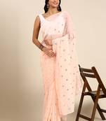 Kasee Fancy Peach Georgette Butta With Mirror Work Saree