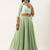 Ethnovog Ready To Wear Green Embroidered Collar Neck Blouse N Skirt Set