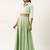 Ethnovog Ready To Wear Green Embroidered Collar Neck Blouse N Skirt Set