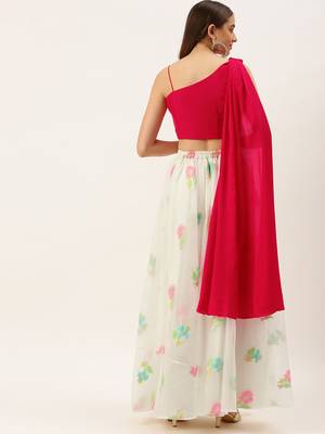 Ethnovog Ready To Wear Off White Organza Jacquard Skirt N Top 2
