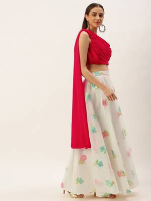 Ethnovog Ready To Wear Off White Organza Jacquard Skirt N Top 3