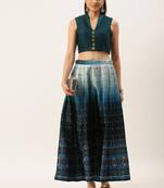 Ethnovog Ready To Wear Blue Digital Printed Kali Indowestern Set