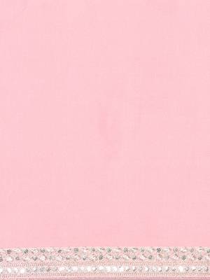 Kasee Fancy Pink Satin Plain Saree With Sequence Border 4