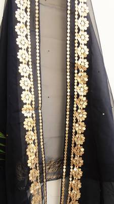 Women's Organza black dupatta with gota patti work 2