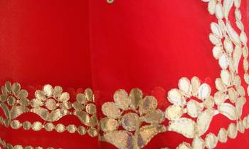 Women's Organza Red dupatta with gota patti work 5