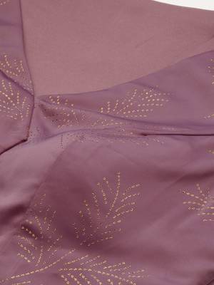 Ethnovog Ready To Wear Mauve Satin Blend Foil Printed Co Ords Set 4