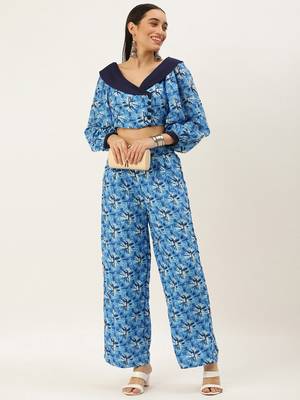 Ethnovog Ready To Wear Blue Muslin Co ords Set 1