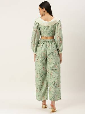 Ethnovog Ready To Wear Green Muslin Digital Printed Co ords Set 2