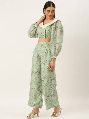 Ethnovog Ready To Wear Green Muslin Digital Printed Co ords Set 3