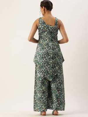 Ethnovog Ready To Wear Sage Green Art Silk Digital Printed Co Ords Set 2