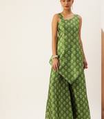 Ethnovog Ready To Wear Green Art Silk Digital Printed Co Ords Set