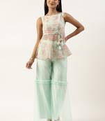 Ethnovog Ready To Wear Multicolored Organza Gharara Set