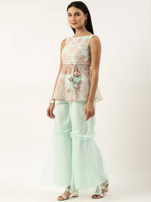 Ethnovog Ready To Wear Multicolored Organza Gharara Set 3