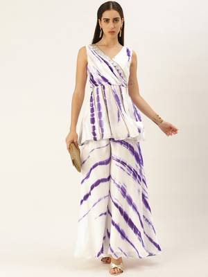 Ethnovog Ready To Wear White Tie N Dye Indo Western Co Ords Set 1