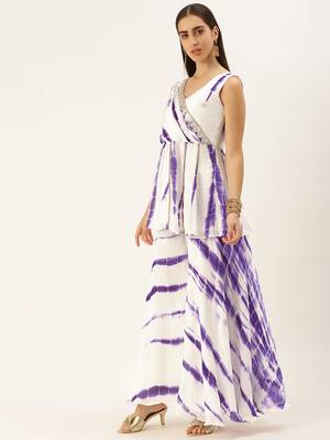 Ethnovog Ready To Wear White Tie N Dye Indo Western Co Ords Set 3