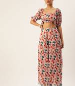 Ethnovog Ready To Wear Multicoloured Georgette Pleated Co-ords