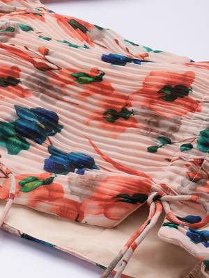Ethnovog Ready To Wear Multicoloured Georgette Pleated Co-ords 4