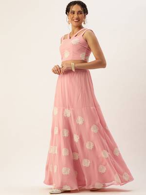 Ethnovog Ready To Wear Pink Georgette Embroidered Co ord Set 3