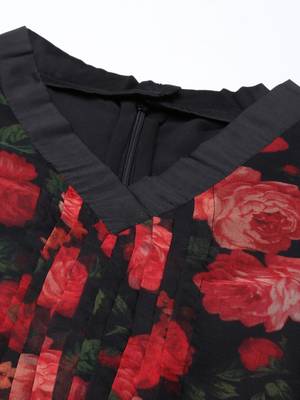Ethnovog Ready To Wear Black Digital Printed Organza Kurta Set 4