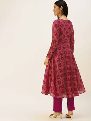 Ethnovog Ready To Wear Pink Art Silk Digital Fabric Kruta Set 2